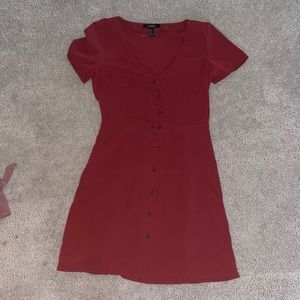 Form fitting, lose on the bottom. Red dress!